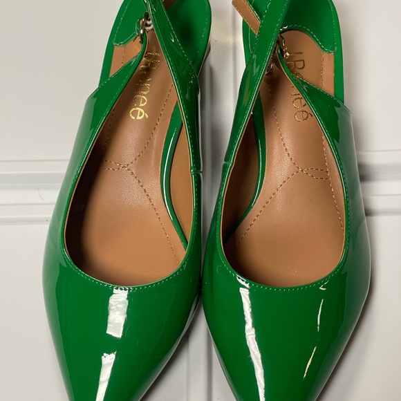 J. Renee Green Patent Leather Slingback Pumps, Size 7.5 WW - Picture 1 of 4